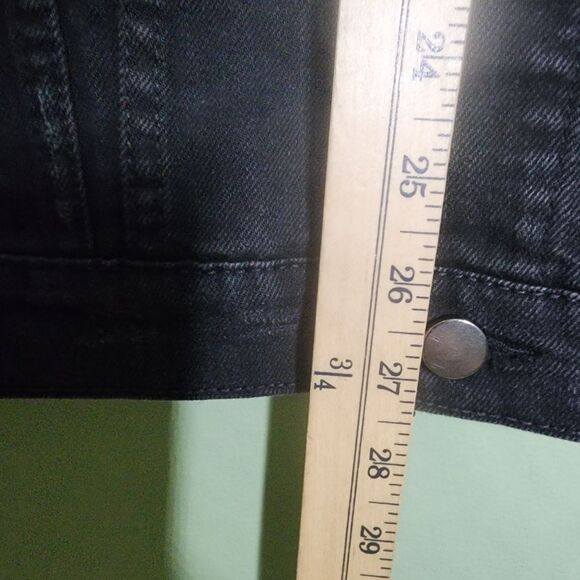 Elwood Mens Denim Jacket Medium Black‎ Distressed Button Up Pockets Streetwear - Picture 7 of 7